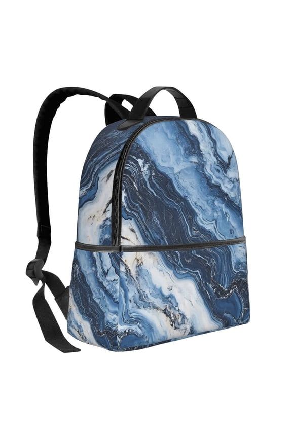Lightweight Backpack With Adjustable Shoulder Strap Empty Bag Upright 1214.5in For Weekend Holiday Travel Hiking Slateblue Marble_3