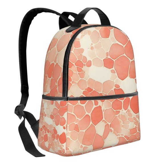 Lightweight Backpack With Adjustable Shoulder Strap Empty Bag Upright 1214.5in For Weekend Holiday Travel Hiking Snake Skin Print Style Coral_3