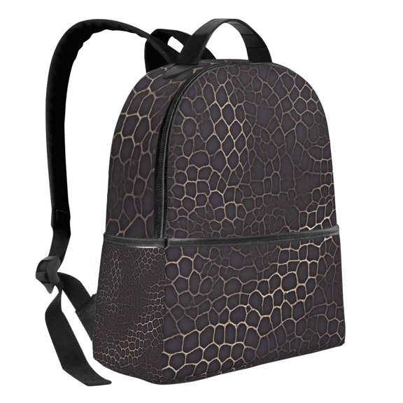 Lightweight Backpack With Adjustable Shoulder Strap Empty Bag Upright 1214.5in For Weekend Holiday Travel Hiking Snake Skin Print Style Darkgray_4