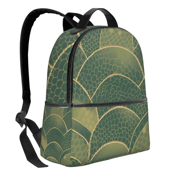 Lightweight Backpack With Adjustable Shoulder Strap Empty Bag Upright 1214.5in For Weekend Holiday Travel Hiking Snake Skin Print Style Lightgreen_2
