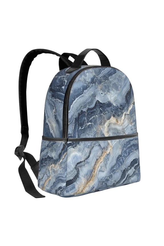 Lightweight Backpack With Adjustable Shoulder Strap Empty Bag Upright 1214.5in For Weekend Holiday Travel Hiking Steelblue Marble_4
