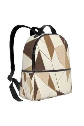 Lightweight Backpack With Adjustable Shoulder Strap Empty Bag Upright 1214.5in For Weekend Holiday Travel Hiking Tan Geometric Lines_1