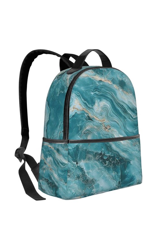 Lightweight Backpack With Adjustable Shoulder Strap Empty Bag Upright 1214.5in For Weekend Holiday Travel Hiking Teal Marble_2