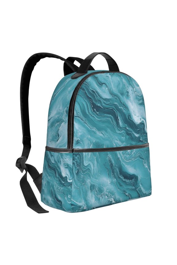 Lightweight Backpack With Adjustable Shoulder Strap Empty Bag Upright 1214.5in For Weekend Holiday Travel Hiking Teal Marble_3