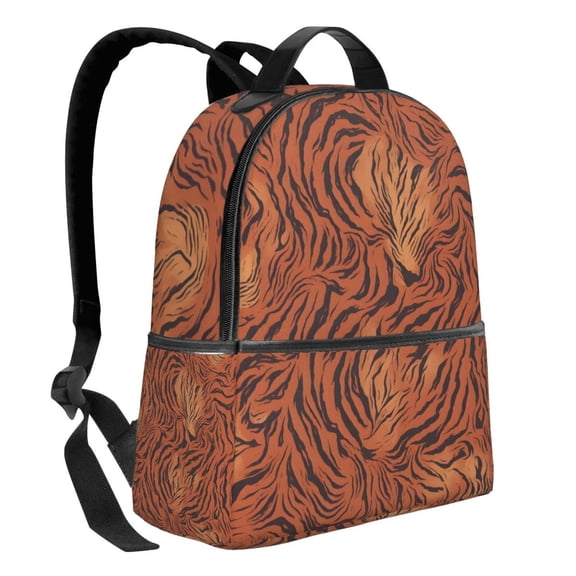 Lightweight Backpack With Adjustable Shoulder Strap Empty Bag Upright 1214.5in For Weekend Holiday Travel Hiking Tiger Print Style Darkred_1