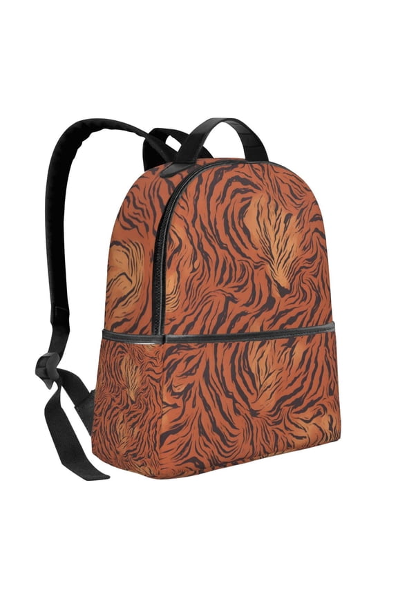 Lightweight Backpack With Adjustable Shoulder Strap Empty Bag Upright 1214.5in For Weekend Holiday Travel Hiking Tiger Print Style Darkred_1