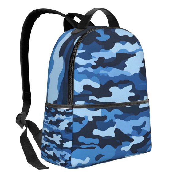 Lightweight Backpack With Adjustable Shoulder Strap Empty Bag Upright 1214.5in For Weekend Holiday Travel Hiking Vector Camouflage Pattern Blue_1