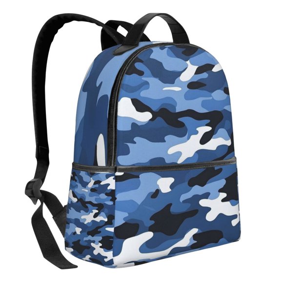 Lightweight Backpack With Adjustable Shoulder Strap Empty Bag Upright 1214.5in For Weekend Holiday Travel Hiking Vector Camouflage Pattern Blue_2