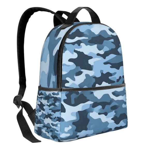 Lightweight Backpack With Adjustable Shoulder Strap Empty Bag Upright 1214.5in For Weekend Holiday Travel Hiking Vector Camouflage Pattern Blue_3