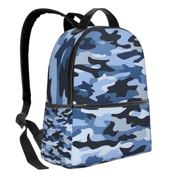 Lightweight Backpack With Adjustable Shoulder Strap Empty Bag Upright 1214.5in For Weekend Holiday Travel Hiking Vector Camouflage Pattern Blue_4