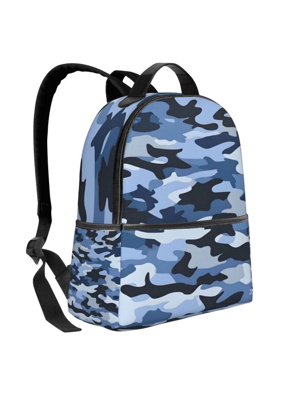 Lightweight Backpack With Adjustable Shoulder Strap Empty Bag Upright 1214.5in For Weekend Holiday Travel Hiking Vector Camouflage Pattern Blue_4