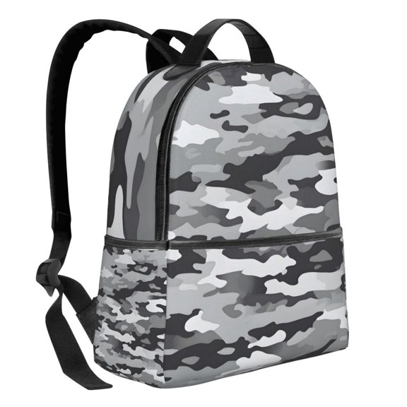 Lightweight Backpack With Adjustable Shoulder Strap Empty Bag Upright 1214.5in For Weekend Holiday Travel Hiking Vector Camouflage Pattern Gray_1