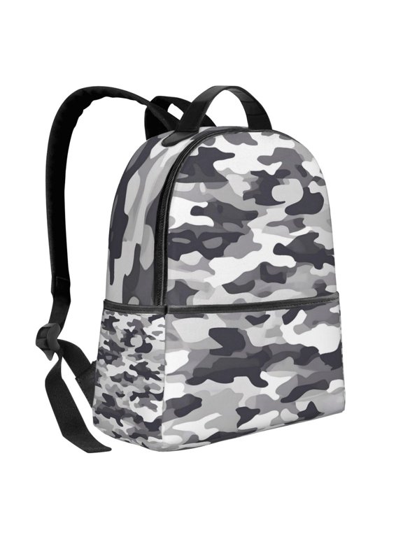 Lightweight Backpack With Adjustable Shoulder Strap Empty Bag Upright 1214.5in For Weekend Holiday Travel Hiking Vector Camouflage Pattern Gray_4