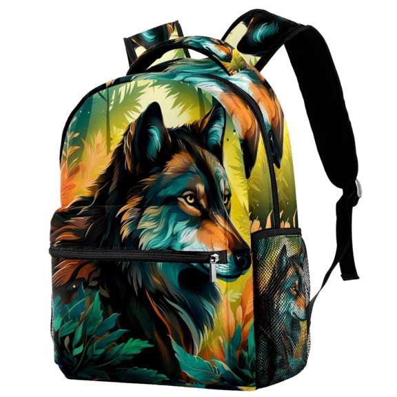 Lightweight Backpack Wolf School Bag Travel Laptop Daypack for Men Women Casual Rucksack