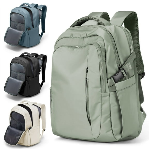 SYCNB Waterproof Lightweight Travel Backpack for Women, Laptop Backpack with Charging Port for College Student, Airline-Approved Carry On Backpack, Personal Item Travel Bag with Shoe Pouch Gray Green