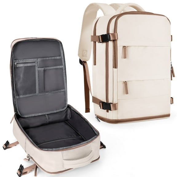 Lightweight Backpack Women, Men Carry On Backpack,Hiking Backpack Waterproof Outdoor Sports Casual Daypack Airplane Approved Backpack Student School Bag Beige Brown