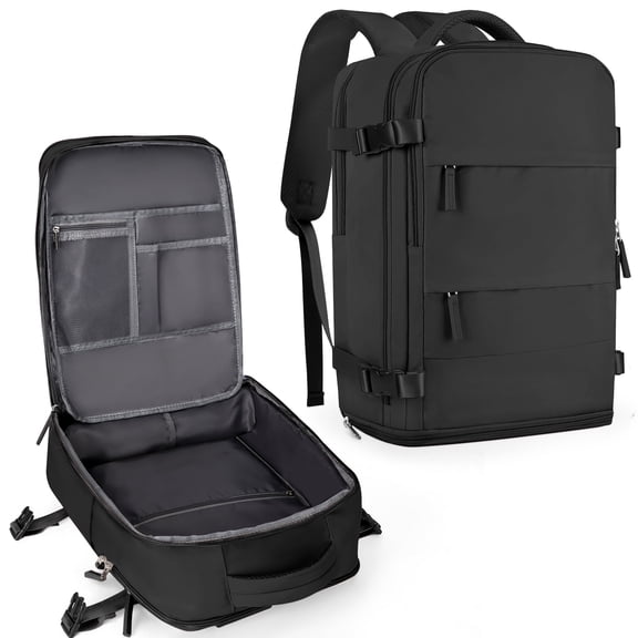 Lightweight Backpack Women, Men Carry On Backpack,Hiking Backpack Waterproof Outdoor Sports Casual Daypack Airplane Approved Backpack Student School Bag Black