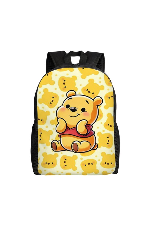 Lightweight Backpack, Yellow Bear Aesthetic Oxford Daypack for Daily Travel and Picnic