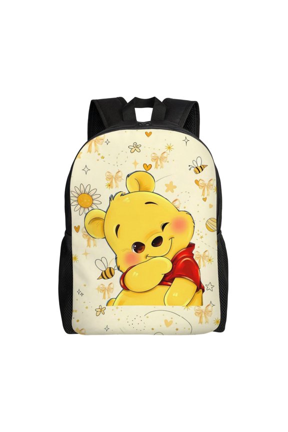 Lightweight Backpack, Yellow Bear Aesthetic Oxford Daypack for Daily Travel and Picnic
