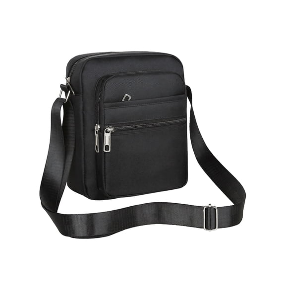 Lightweight Bag with 6 Zippered Pockets, Multi-Compartment Sling Pack for Travel, Hiking, and Daily Use, Water-Resistant Shoulder Organizer Purse, 1Pack Black