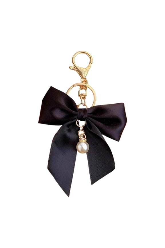 Handbag Charm Ribbon Bows Keychain For Women Alloy Keyring Bag Pendant with Imitation Pearls Detail Travel Essential