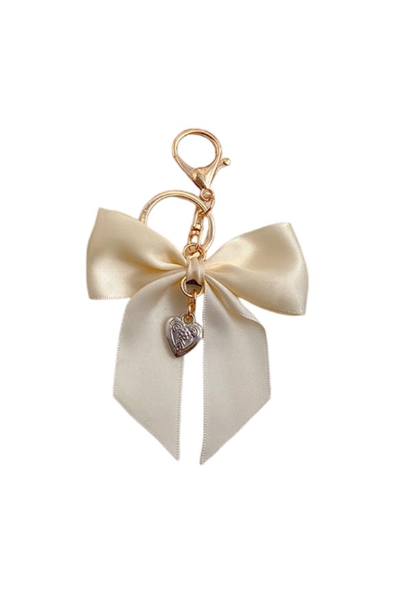 Handbag Charm Ribbon Bows Keychain For Women Alloy Keyring Bag Pendant with Imitation Pearls Detail Travel Essential