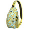 thumbnail image 1 of Lightweight Banana Print Sling Backpack, Durable Crossbody Bag with Cute Tropical Yellow Fruit Pattern and Funny Cartoon Design for Travel and Outdoor Use, 1 of 6