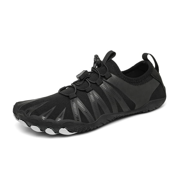 Lightweight Barefoot Shoes for Women Men Breathable Non Slip Athletic Footwear Wide Toe Box Water Shoes for Hiking Black Size 8