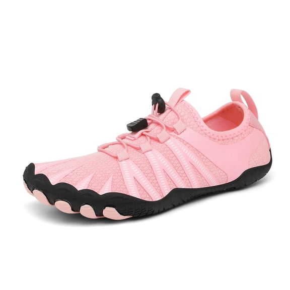 Lightweight Barefoot Shoes for Women Men Breathable Non Slip Athletic Footwear Wide Toe Box Water Shoes for Hiking Pink Size 7