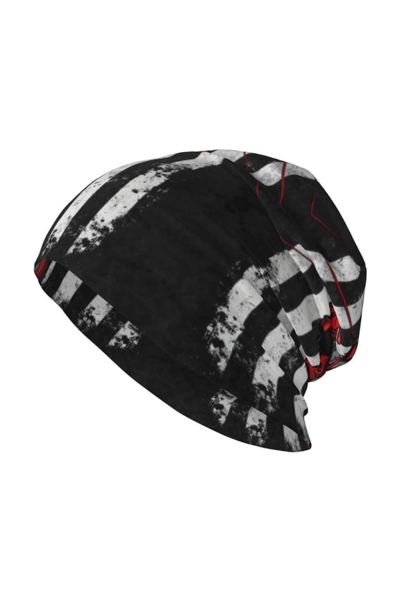 Lightweight Beanie Cap For Women Men Lineman Pattern Warm Knit Hat For Outdoor Travel Sport