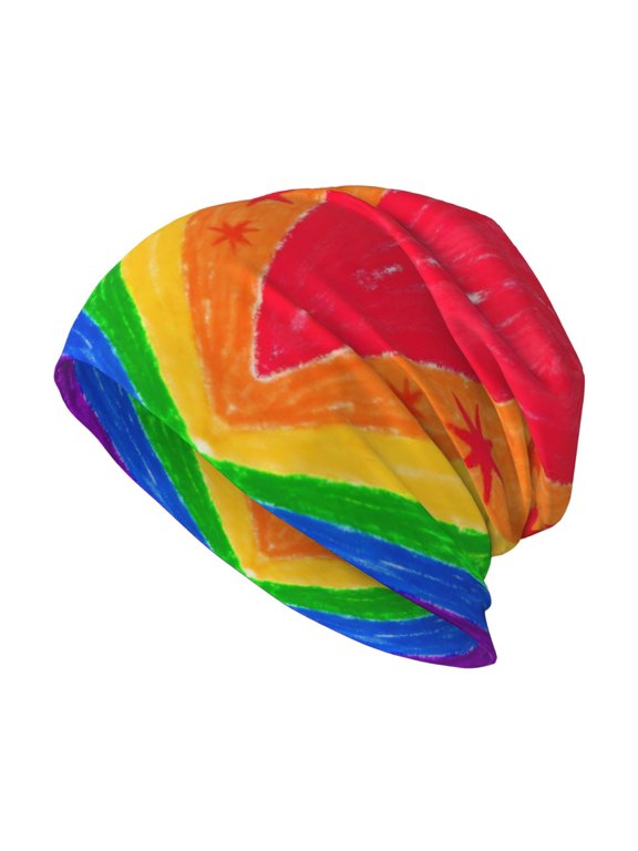 Lightweight Beanie Cap For Women Men Pride Rainbow Flag Warm Knit Hat For Outdoor Travel Sport