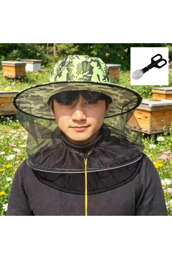 Lightweight Beekeeper Hat with Breathable Mesh Veil & Adjustable Drawstring  Face Shield for Apiary Gardening Outdoor Insect Protection