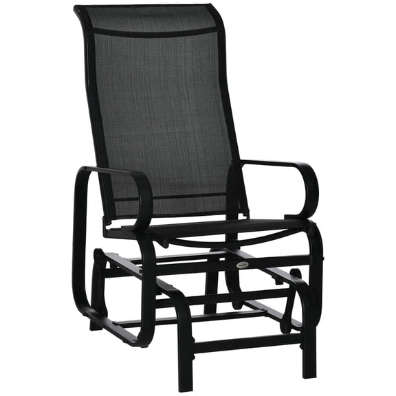 Lightweight Black Outdoor Glider Rocker with Smooth Rocking Arms for Relaxation