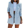 thumbnail image 1 of Lightweight Blazer for Women 2025 Office Work Jackets Long Sleeve Solid Business Open Front Lapel Trendy Button Suit Cardigans Sky Blue L, 1 of 9