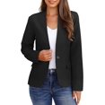thumbnail image 1 of GRAPENT Women's Business Casual Pockets Work Office Blazer Back Slit Jacket Suit Medium Black, 1 of 7