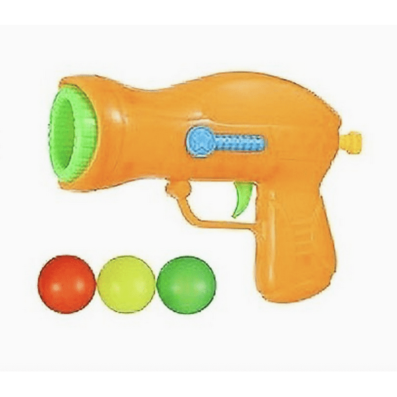 Lightweight Blue Foam Ball Gun Toy with Pull-and-Shoot, Includes 3 Soft Foam Balls, Orange