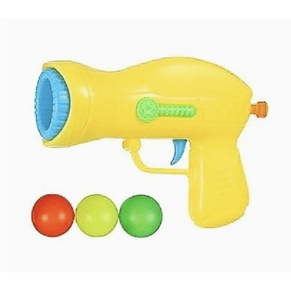 Lightweight Blue Foam Ball Gun Toy with Pull-and-Shoot, Includes 3 Soft Foam Balls, Yellow