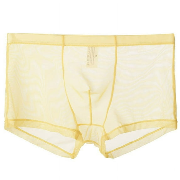 Lightweight Boxer Briefs for Men Underwear Breathable See-Through Mid Waisted Solid Color Moisture-Wicking Casual Boxers