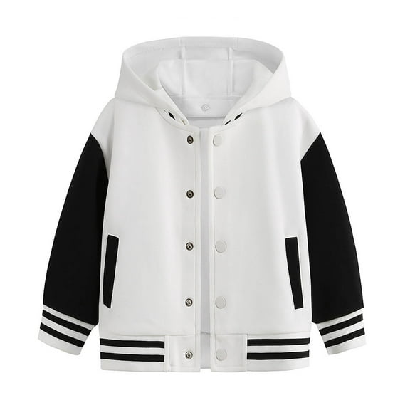 Lightweight Boys Jacket Boy Coat Child Boys Girls Autumn Spring Long Sleeved Color Block Baseball Hooded Coat Top Clothes