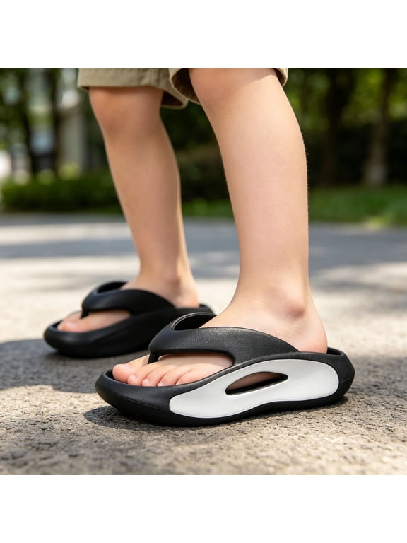 Lightweight Boys Summer Sandals Breathable Open Toe Footbed Slippers Outdoor Play Beach Adventures Black 11-11.5 Years
