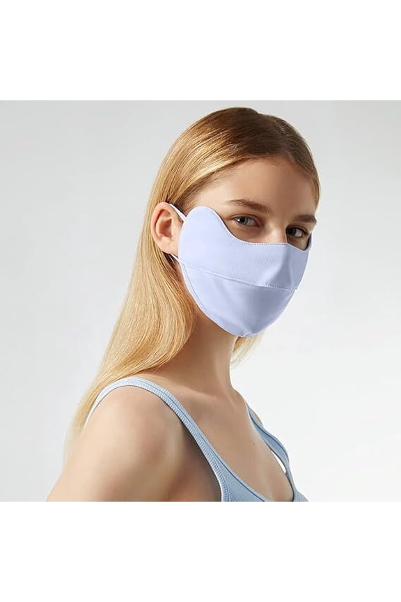 Lightweight Breathable Ice Silk UV Protection Face Mask Sky Blue Summer Outdoor Single Piece