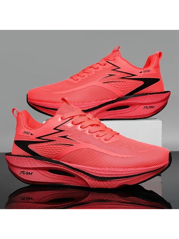 Lightweight Breathable - Men Running Shoes with Carbon Plate Technology - Cushioned Support - Low-Top Lace-Up Sneakers - MD Solefor All-Season, Casual & Hiking