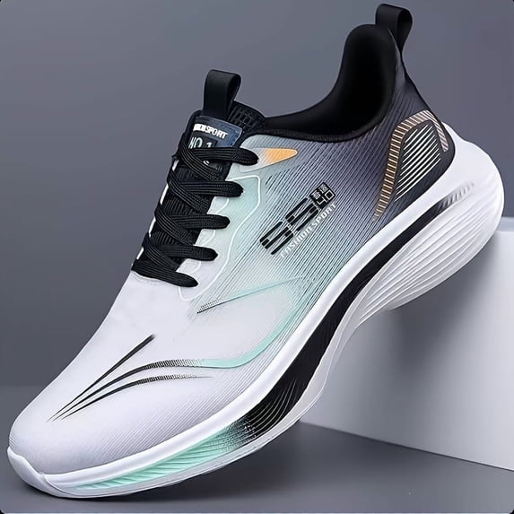[Lightweight|Breathable] Men's Lightweight Breathable Mesh Running Shoes | Gradient Color Design (White/Blue/Pink) &Shock-Absorbing Cushioning, Non-Slip Rubber Sole  - Athletic Sneakers for Gym,