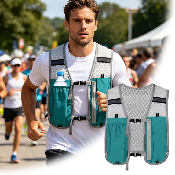 Lightweight Breathable Mesh Running Hydration Vest with Water Bottle Pockets, Adjustable Reflective Jogging Backpack Vest for Marathon Trail Running Cycling Outdoor Sports in Four Available Colors
