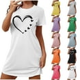 thumbnail image 1 of Lightweight Breathable Pajamas Tshirt Dress Women's Fashion Print Medium Length Dress Women's Oversized Short Nightgown Fashion Chest Print Short Sleeve Nightdress Gray L, 1 of 5