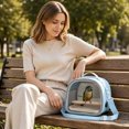 thumbnail image 1 of Lightweight Breathable Portable Bird Travel Carrier, Polyester Parrot Outdoor Cage with Wide Shoulder Strap & Detachable Cleaning Tray for Vet Visits & Outdoor Trips (Blue), 1 of 4