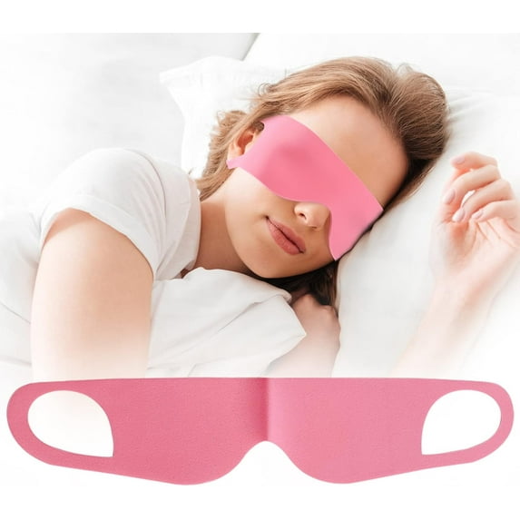 Lightweight Breathable Sleep Mask Zero Pressure Blocking Light Sleeping Eye Mask for Men Women Travel Nap Blindfold Eye Shade Cover with Flexible Elastic Ear Hanging for Side Sleeper Pink