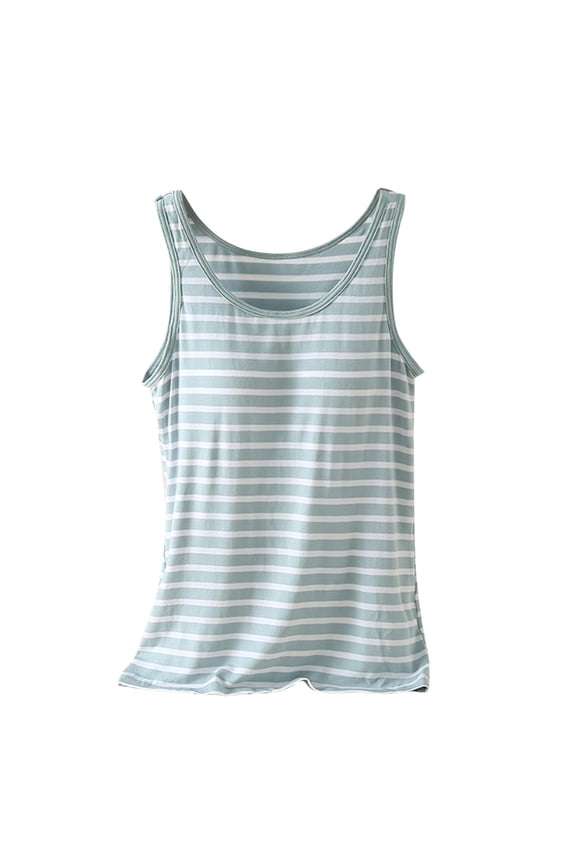 Lightweight Breathable Sleeveless Tank Tops Ladies Thin Strap Camisoles with Detachable Padding Straps Daily Shirts for Travel Shopping Machine Washable Padded Top (Blue,2XL)