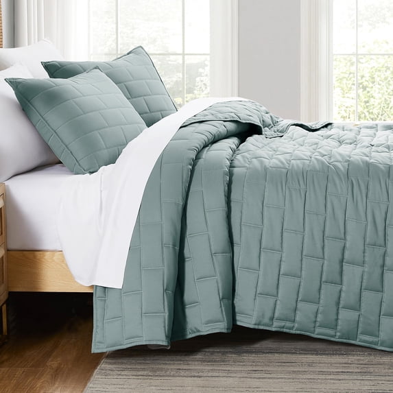 Lightweight Brickyard Embroidered 3-piece Brickyard Quilt Set by Southshore Fine Linens