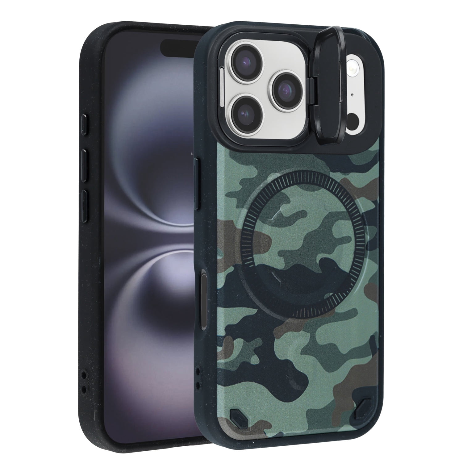 Lightweight Camo MagSafe Case Featuring Camera Kickstand for iPhone 17 Pro Max - Greenq